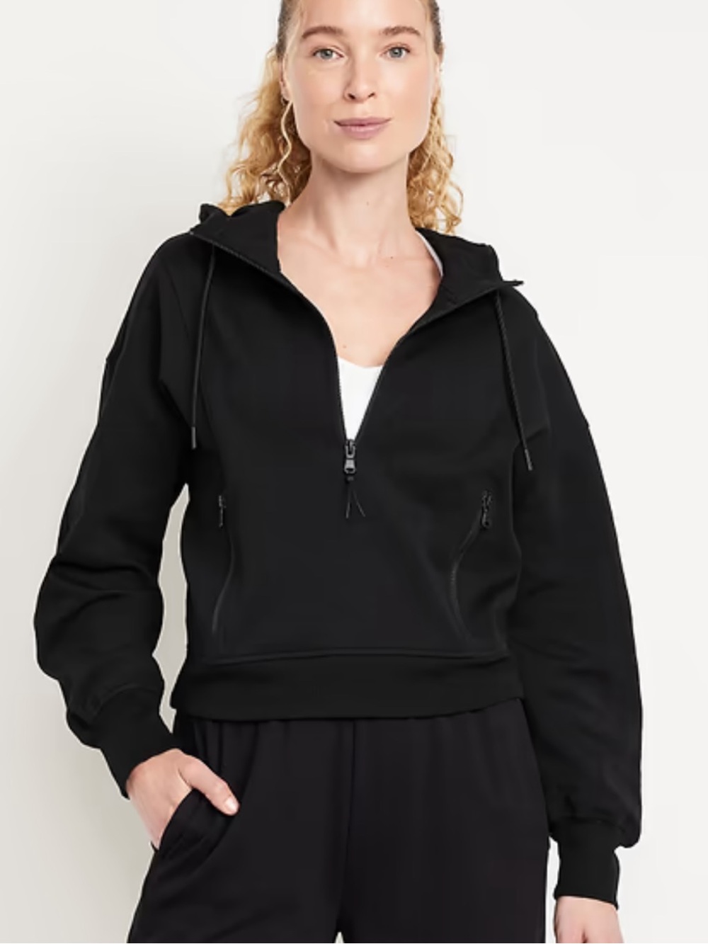 NWT old navy black dynamic fleece half zip hoodie size large